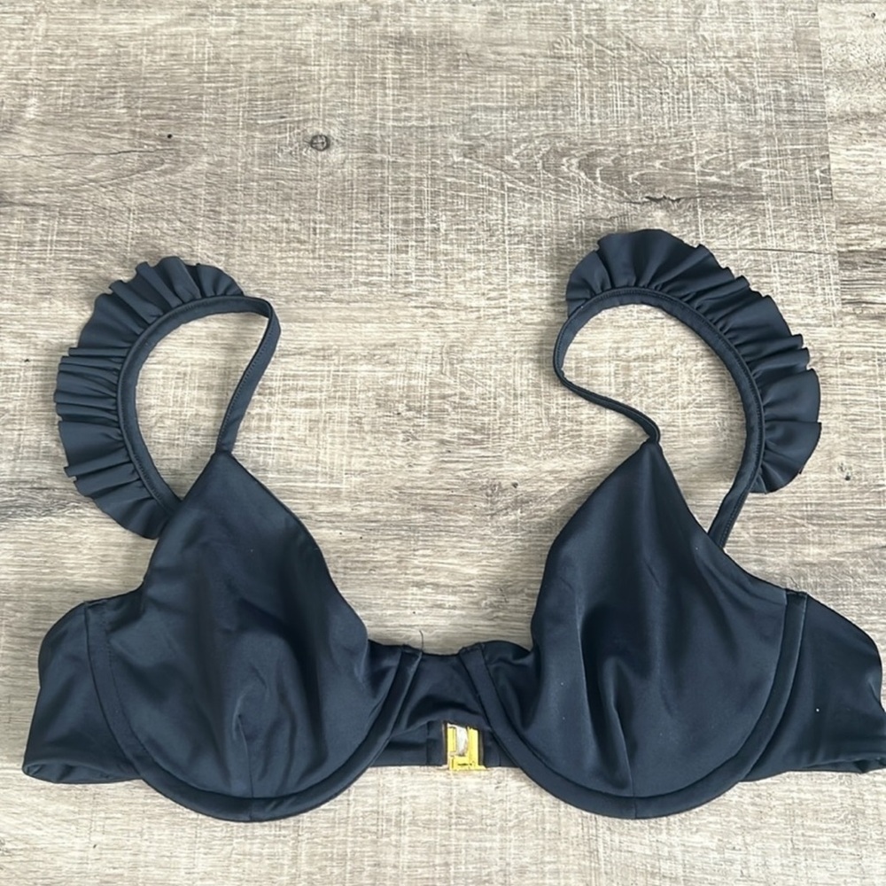KREWE Black Bikini Top with Gold Accent